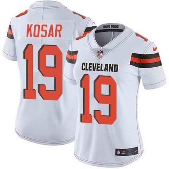 Nike Browns #19 Bernie Kosar White Womens Stitched NFL Vapor Untouchable Limited Jersey